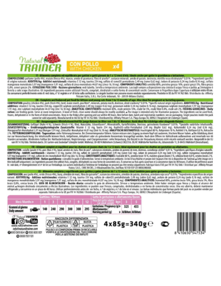 Natural Trainer Flowpack Kitten and Young 4X85 gr. cibo per Cuccioli di gatto