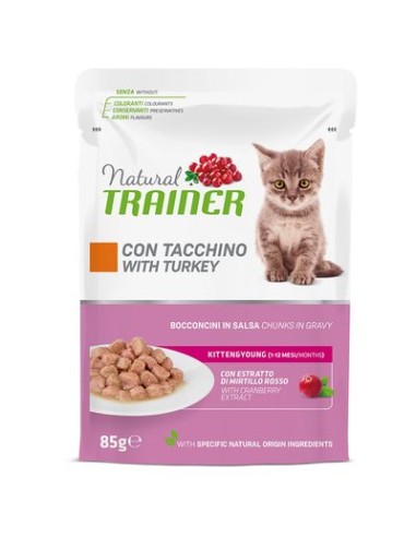 Natural Trainer Busta Gatto Kitten and Young Tacchino gr 85. Cibo per Cuccioli di Gatto .