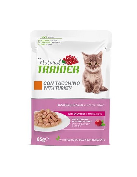 Natural Trainer Busta Gatto Kitten and Young Tacchino gr 85. Cibo per Cuccioli di Gatto .