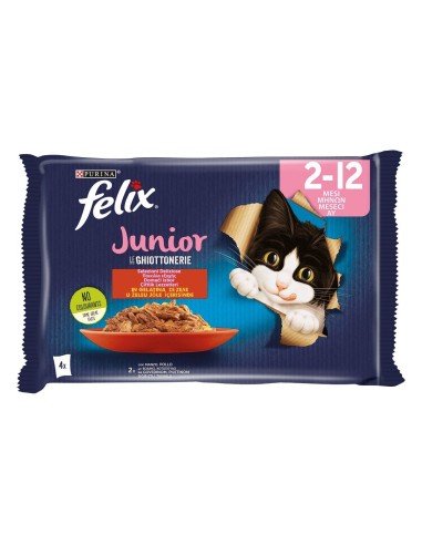 Felix Multipack Ghiottonerie Junior 4 x 85 gr. Cibo per cuccioli di gatto.