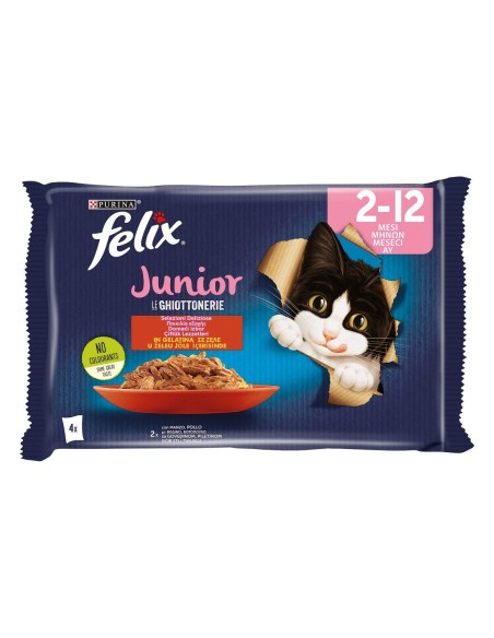 Felix Multipack Ghiottonerie Junior 4 x 85 gr. Cibo per cuccioli di gatto.