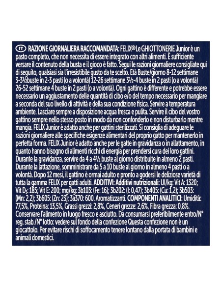 Felix Multipack Ghiottonerie Junior 4 x 85 gr. Cibo per cuccioli di gatto.
