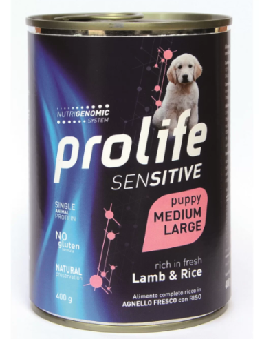 Prolife Sensitive Puppy Medium Large Agnello e Riso gr 400. Puppy.