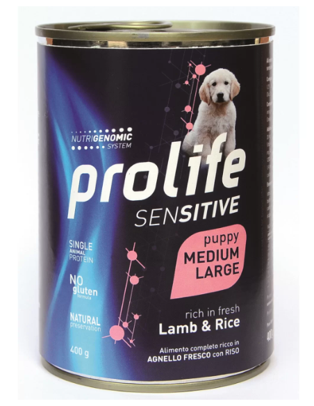 Prolife Sensitive Puppy Medium Large Agnello e Riso gr 400. Puppy.