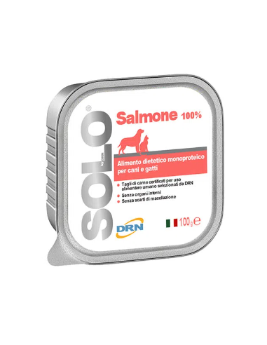 Solo Salmone gr 100 DRN  .Cibo Umido  Per Cani e Gatti