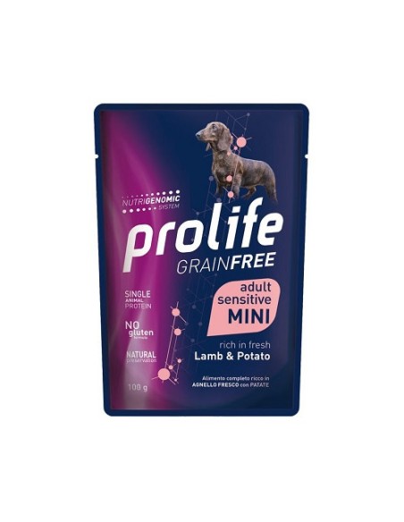 Prolife Busta Grain Free Adult Sensitive Agnello e Patate gr 100. Cibo Umido Per cani.