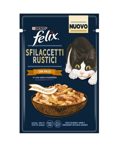 Felix Busta Sfilaccetti Rustici Con Pollo gr 80. Cibo Umido Per Gatti