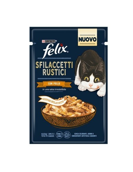 Felix Busta Sfilaccetti Rustici Con Pollo gr 80. Cibo Umido Per Gatti