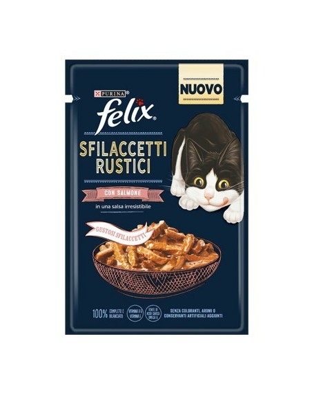 Felix Busta Sfilaccetti Rustici Con Salmone gr 80. Mangime Per Gatti