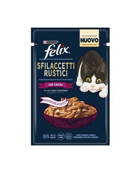Felix Busta Sfilaccetti Rustici Con Anatra gr 80. Mangime Umido Per Gatti