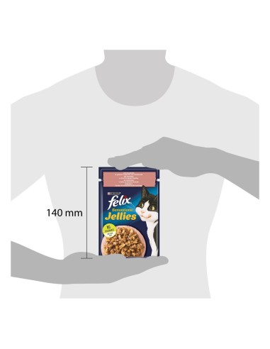 Felix Sensation Jellies con Salmone in Gelatina Con Gamberetti gr.85. Cibo umido per gatti