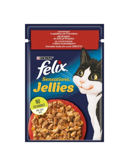 Felix Busta Sensations Jellies Manzo e Pomodoro gr 100. Mangime Per Gatti