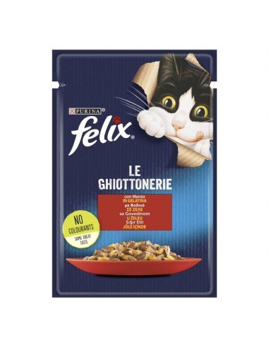 felix Busta Le Ghiottonerie Manzo in Gelatina gr 85. Cibo Umido Per Gatti