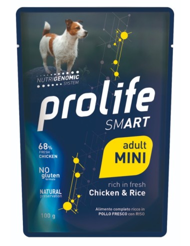 Prolife Busta Smart Adult Mini Pollo e Riso gr 100. Cibo Umido Per Cani .