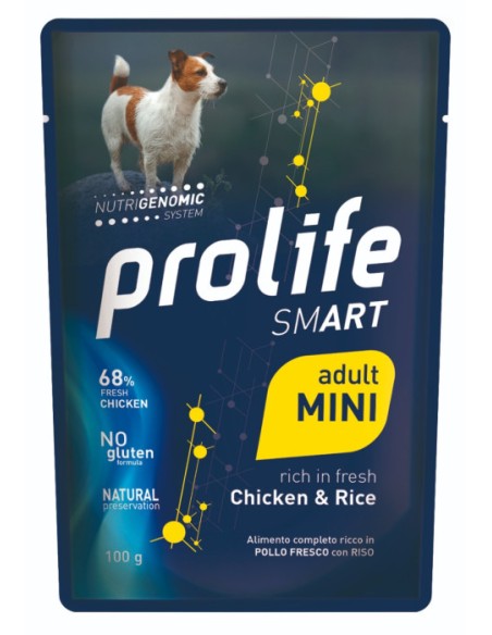 Prolife Busta Smart Adult Mini Pollo e Riso gr 100. Cibo Umido Per Cani .