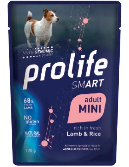 Prolife Busta Smart Adult Mini Agnello e Riso gr 100. Cibo Umido Per Cani.