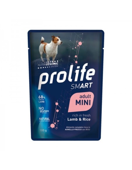 Prolife Busta Smart Adult Mini Agnello e Riso gr 100. Cibo Umido Per Cani.