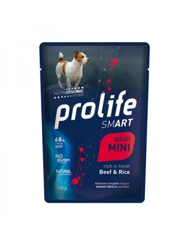 Prolife Busta Smart Adult Mini Manzo e Riso gr 100. Cibo Umido Per Cani .