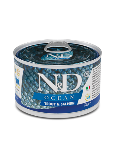 Natural and delicious Ocean Trota e Salmone gr 140. Cibo Umido per Cani .