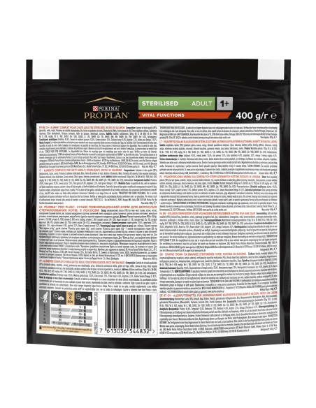 Pro Plan Sterlised Vital Function Salmone gr 400. Cibo secco per gatti .