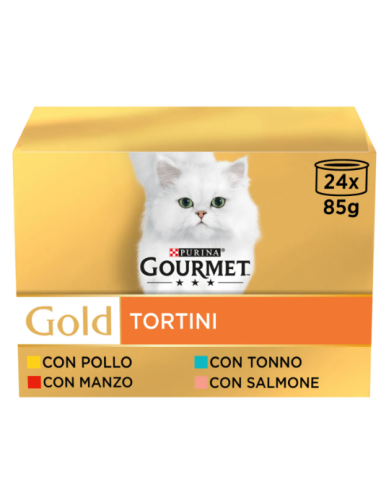 Gourmet gold Multipack Tortini 24 pezzi da gr 85. Cibo Umido Per gatti.