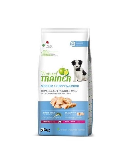 Trainer Dog Natural Medium Puppy e Junior kg 3 Cibo Secco Per Cani