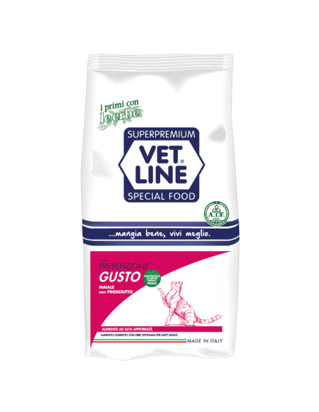 Vet Line Prevenzione Gusto Maiale con Prosciutto gr.400.Cibo Secco Per Gatti