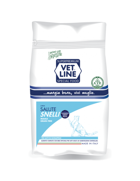 Vet Line Salute Snelli Maiale Grain Free gr.400. Cibo Secco Per gatti.