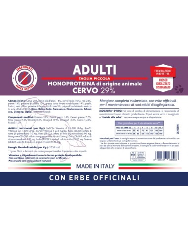 Vet Line Adulti CervoTaglia Piccola gr.800.Crocchette per Cani .