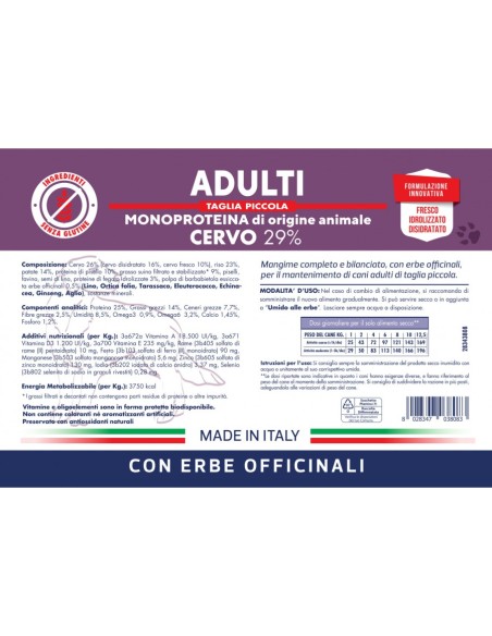 Vet Line Adulti CervoTaglia Piccola gr.800.Crocchette per Cani .
