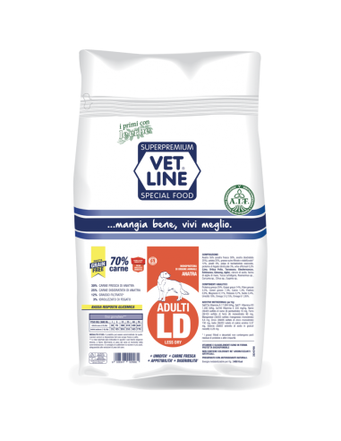 Vet Line Adulti LD Anatra Grain Free gr.800. Crocchette per cani.