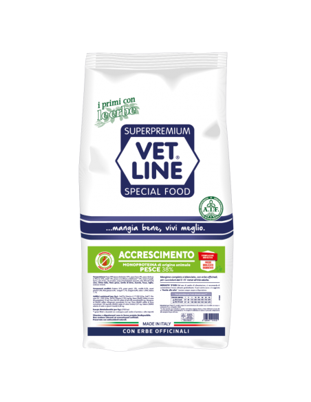 Vet Line Accrescimento Pesce kg.12,5.Crocchette per cani .