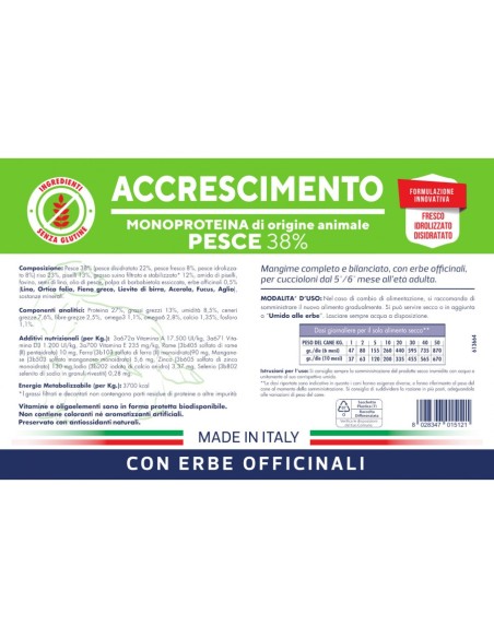 Vet Line Accrescimento Pesce kg.12,5.Crocchette per cani .