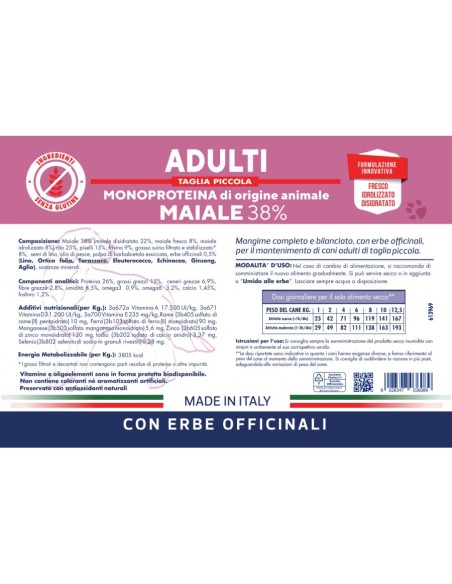 Vet Line Salute Maiale Taglia Piccola gr.800.Crocchette Per Cani