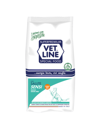 Vet Line Salute Sensi Maiale Grain Free gr.400.Cibo Secco Per Gatti.