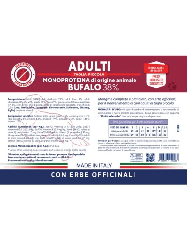 Vet Line Salute Bufalo Taglia Piccola gr.800. Crocchette per cani