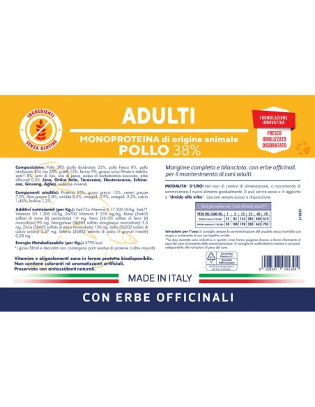 Vet Line Adulti Pollo kg.3. Crocchette per cani .