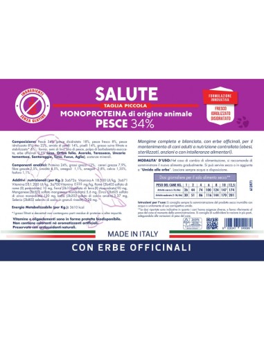 Vet Line Salute Pesce Taglia Piccola gr.800.Puppy.