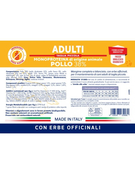 Vet Line Adulti Pollo Taglia Piccola gr.800. Crocchette per cani.