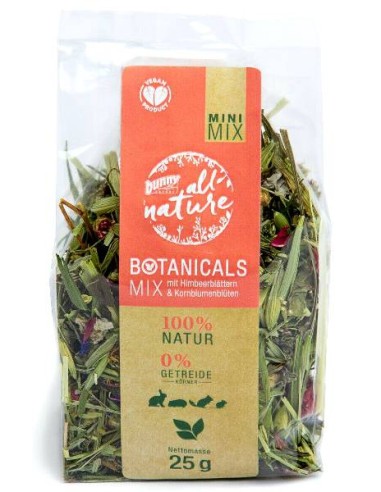 Bunny Botanicals Mini Mix con Foglie di Lampone e Fiordaliso gr 25. Mangime per Roditori