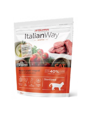 Italian Way gatto sterilizzato Maiale gr.300. Cibo Secco Per Gatti