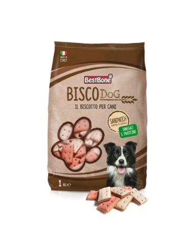 Record Biscodog Sandwich carne e pesce kg 1. Snack per cani.