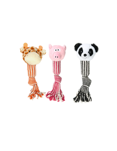 Maiale Giraffa Panda Corda con suono cm 45. Giochi Per Cani.