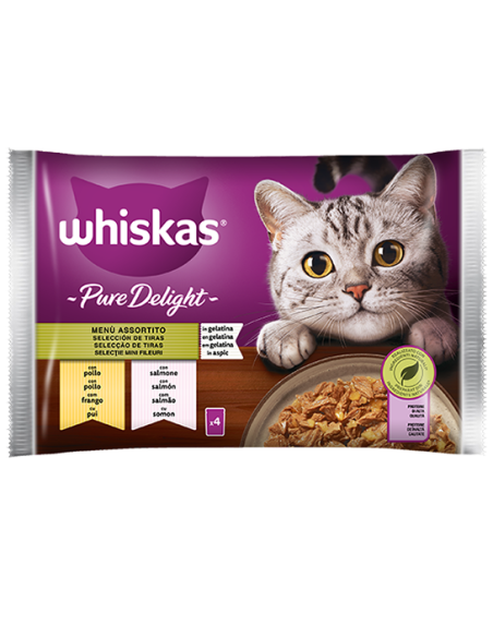 WHISKAS Pure Delight 4x85 Gr.menu' Assortito. Cibo Umido Per gatti.