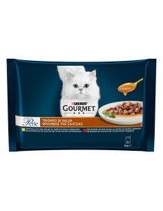 Giurmet Perle multipack Trionfo di Salsa Pollo /Manzo 4x85gr.Cibo Umido Per Gatti