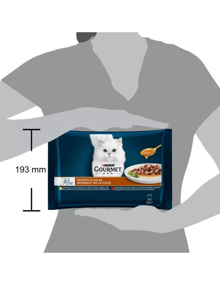 Giurmet Perle multipack Trionfo di Salsa Pollo /Manzo 4x85gr.Cibo Umido Per Gatti