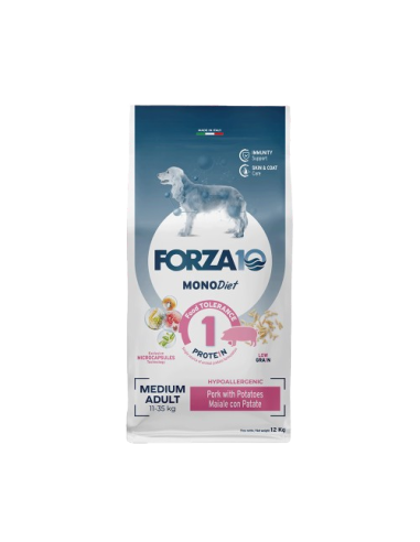 FORZA 10 Medium Diet Low Grain Maiale Kg.12. Diete Cibo secco per cani