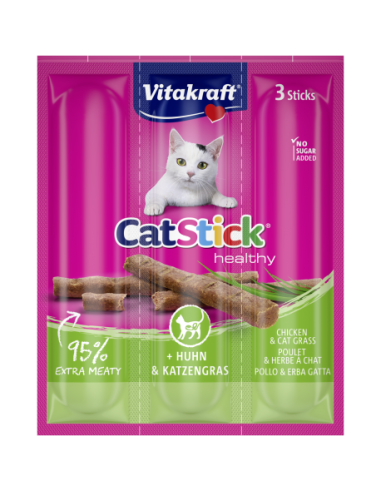 Vitakraft Cat stick Mini Pollo ed Erba Gatta 3pz. Snack per gatti .