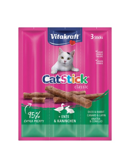 Vitakraft Cat stick Mini Anatra e Coniglio 3pz gr.18. Snack per gatti .