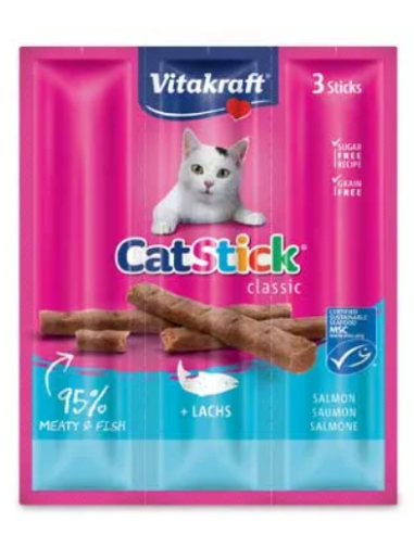 Vitakraft Cat stick salmone MSC 3pz gr.18-Snack Per Gatti .